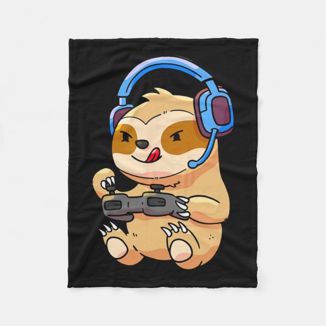 Sloth Gaming Sloths Video Game Gift  Fleece Blanket (Front)