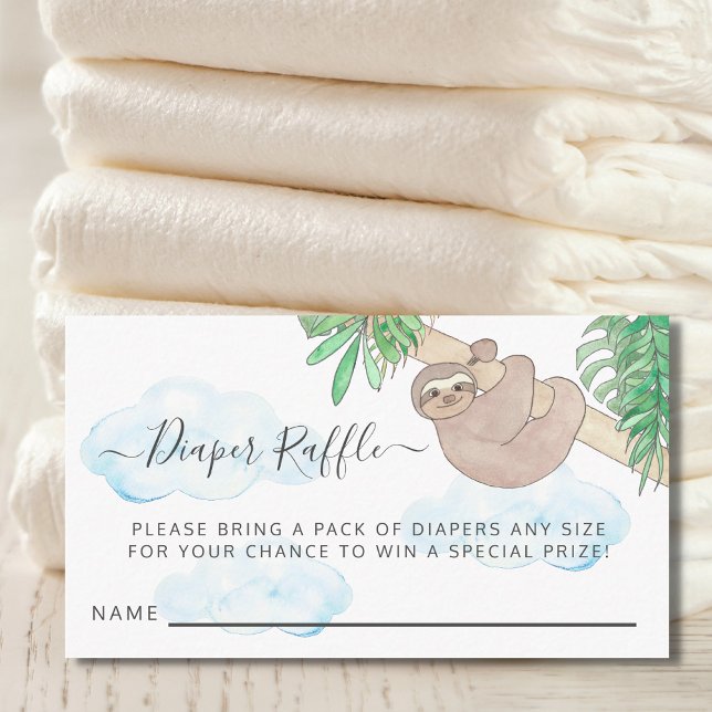 Sloth Gender-Neutral Diaper Raffle Baby Shower Enclosure Card (Creator Uploaded)