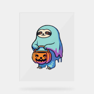 Sloth Ghost Halloween Oversized T-Shirt Acrylic Sign