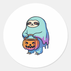 Sloth Ghost Halloween Oversized T-Shirt Classic Round Sticker