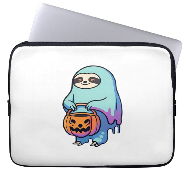 Sloth Ghost Halloween Oversized T-Shirt Laptop Sleeve (Front)