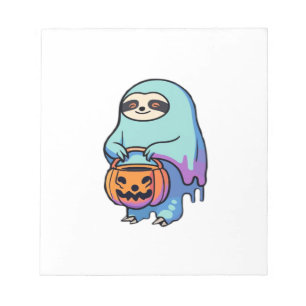 Sloth Ghost Halloween Oversized T-Shirt Notepad