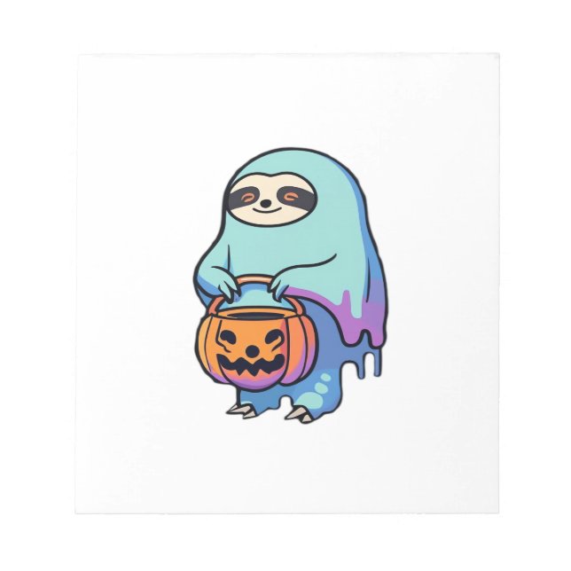 Sloth Ghost Halloween Oversized T-Shirt Notepad (Front)