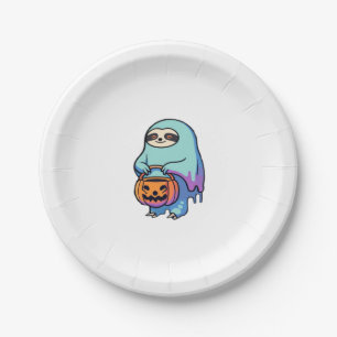Sloth Ghost Halloween Oversized T-Shirt Paper Plate