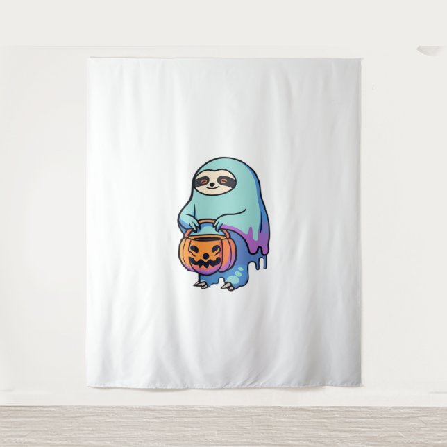 Sloth Ghost Halloween Oversized T-Shirt Tapestry (Front)
