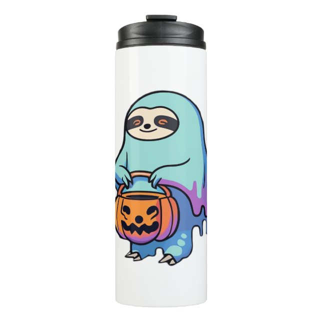 Sloth Ghost Halloween Oversized T-Shirt Thermal Tumbler (Front)