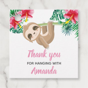 Sloth Girl Birthday Favour Tags