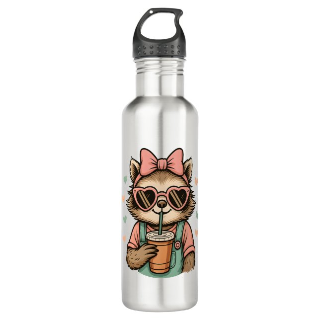 Sloth Girl Coffee Lover 710 Ml Water Bottle (Front)