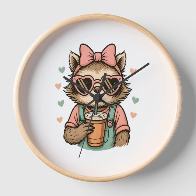 Sloth Girl Coffee Lover Clock (Front)