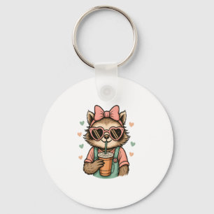 Sloth Girl Coffee Lover Key Ring