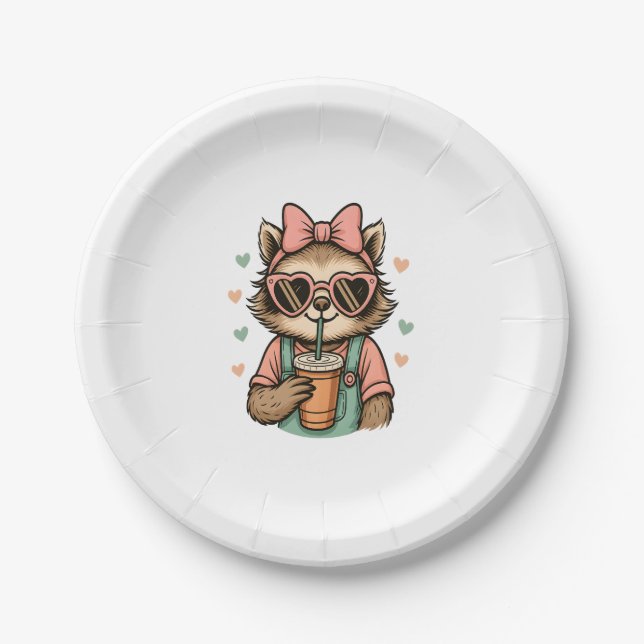 Sloth Girl Coffee Lover Paper Plate (Front)