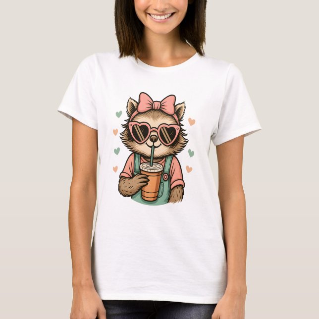Sloth Girl Coffee Lover T-Shirt (Front)