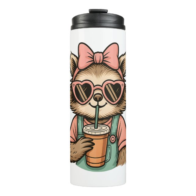 Sloth Girl Coffee Lover Thermal Tumbler (Front)