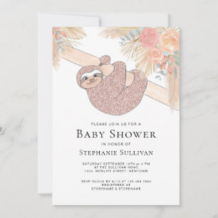 Sloth Girl's Baby Shower Invitation