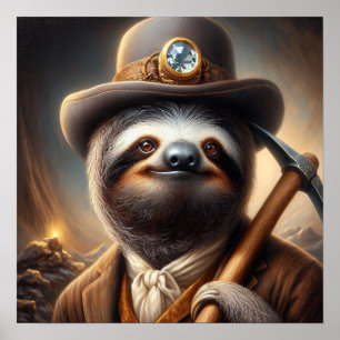 Sloth Gold Miner Poster