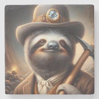 Sloth Gold Miner Stone Coaster