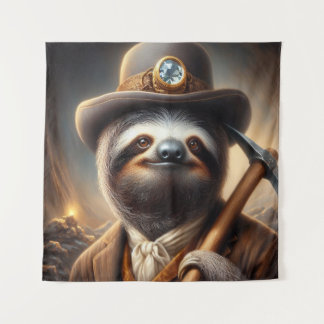 Sloth Gold Miner Tapestry