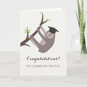 Sloth Graduation Card Yellow Gold