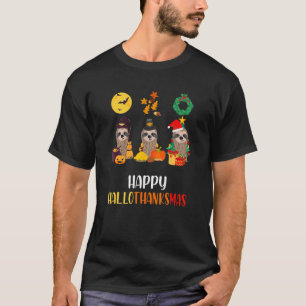 Sloth Halloween Christmas Happy Hallothanksmas Tha T-Shirt