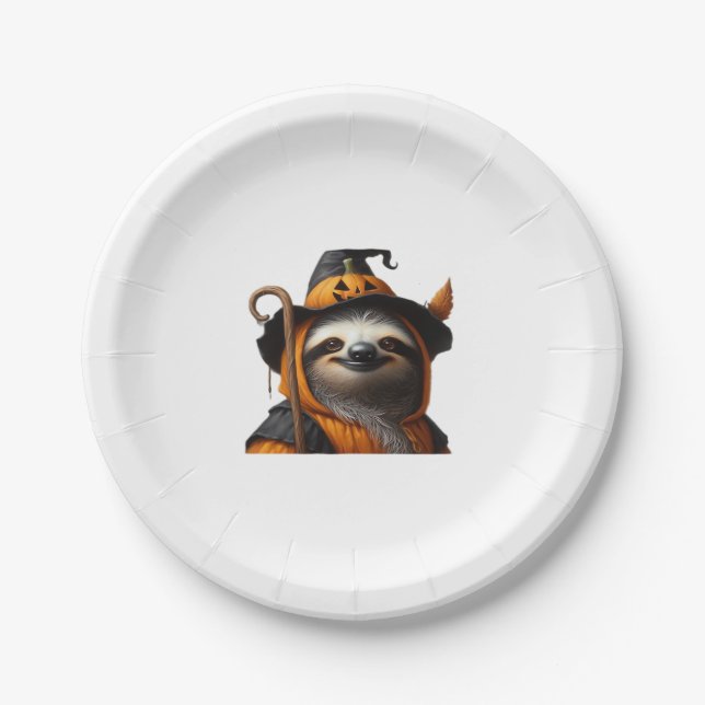 Sloth Halloween Classic T-Shirt Paper Plate (Front)