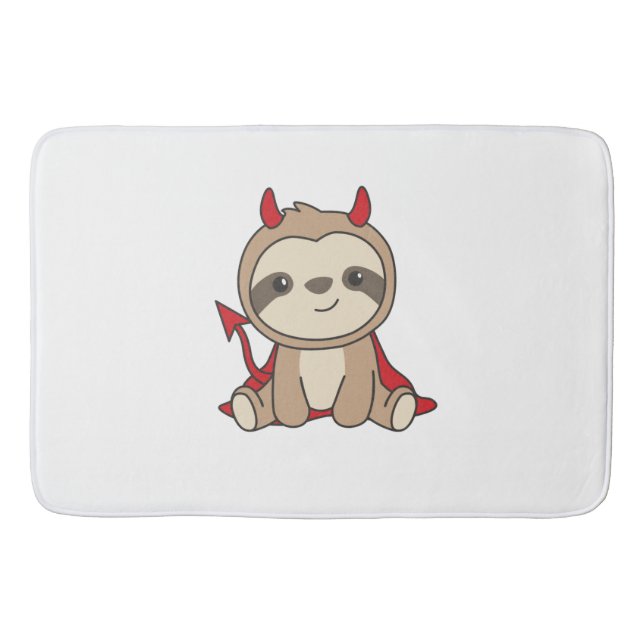 Sloth Halloween Cute Devil Witch Costume Bath Mat (Front)