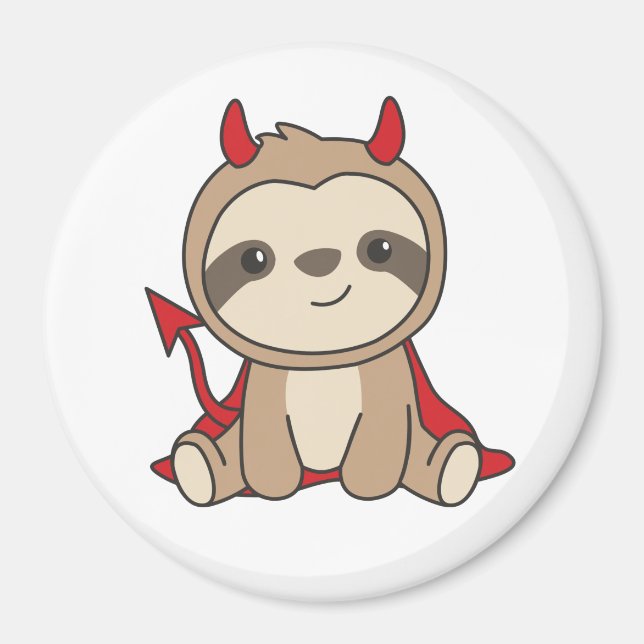 Sloth Halloween Cute Devil Witch Costume Magnet (Front)