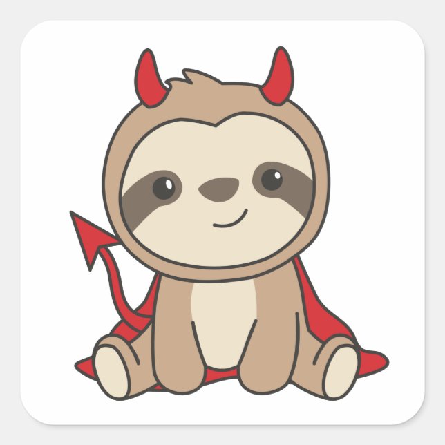 Sloth Halloween Cute Devil Witch Costume Square St Sticker (Front)