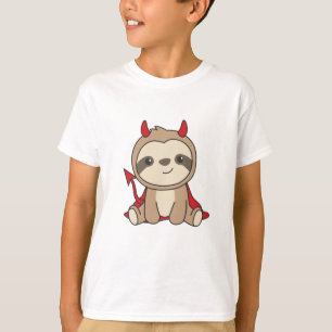 Sloth Halloween Cute Devil Witch Costume T-Shirt