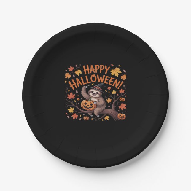 Sloth Halloween Day Classic T-Shirt Paper Plate (Front)