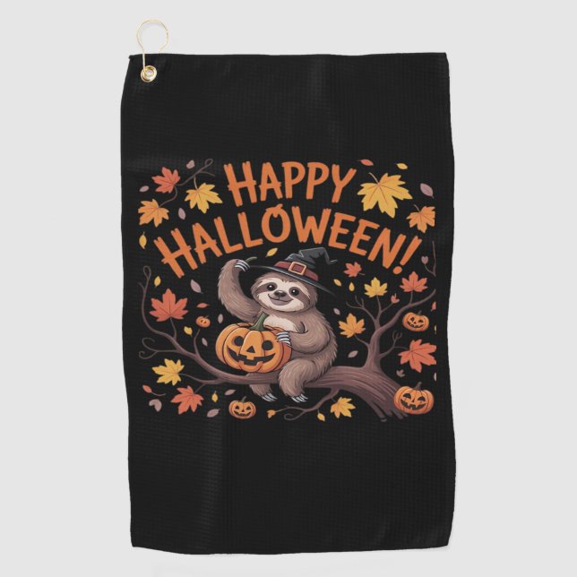Sloth Halloween Day Oversized T-Shirt Golf Towel (Front)