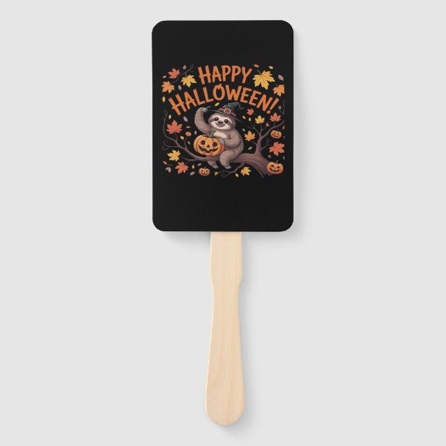 Sloth Halloween Day Oversized T-Shirt Hand Fan (Front)