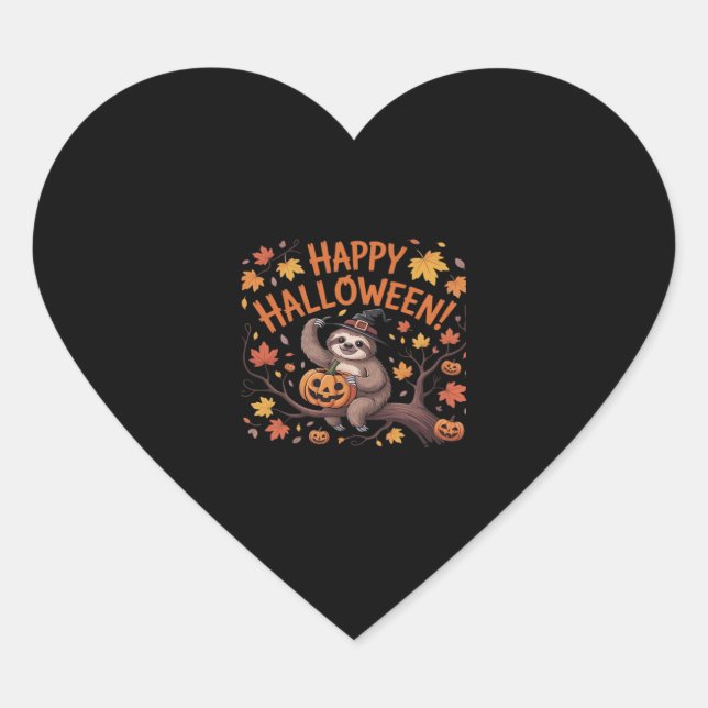 Sloth Halloween Day Oversized T-Shirt Heart Sticker (Front)