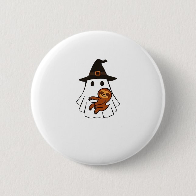 Sloth Halloween Ghost Witch Hat Animal Lovers Boys 6 Cm Round Badge (Front)
