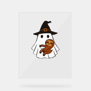 Sloth Halloween Ghost Witch Hat Animal Lovers Boys Acrylic Sign