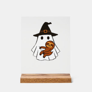 Sloth Halloween Ghost Witch Hat Animal Lovers Boys Acrylic Sign