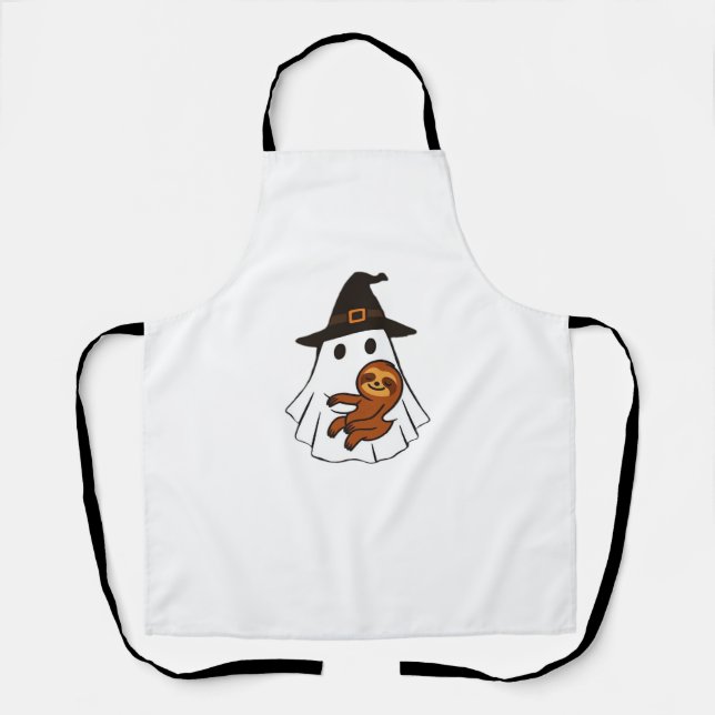 Sloth Halloween Ghost Witch Hat Animal Lovers Boys Apron (Front)