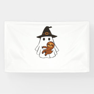 Sloth Halloween Ghost Witch Hat Animal Lovers Boys Banner