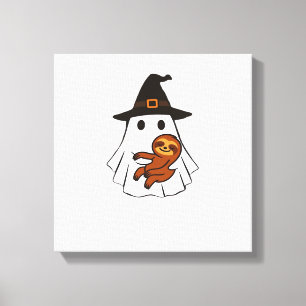 Sloth Halloween Ghost Witch Hat Animal Lovers Boys Canvas Print