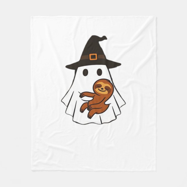 Sloth Halloween Ghost Witch Hat Animal Lovers Boys Fleece Blanket (Front)