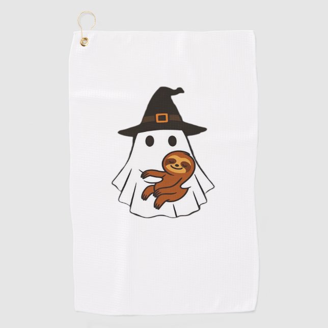 Sloth Halloween Ghost Witch Hat Animal Lovers Boys Golf Towel (Front)