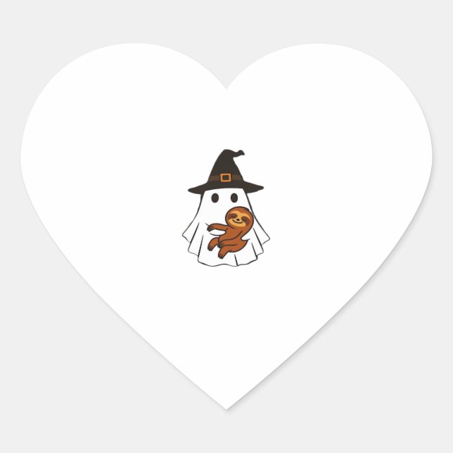 Sloth Halloween Ghost Witch Hat Animal Lovers Boys Heart Sticker (Front)