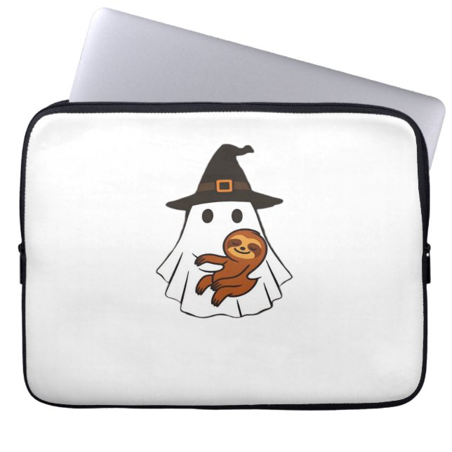 Sloth Halloween Ghost Witch Hat Animal Lovers Boys Laptop Sleeve (Front)