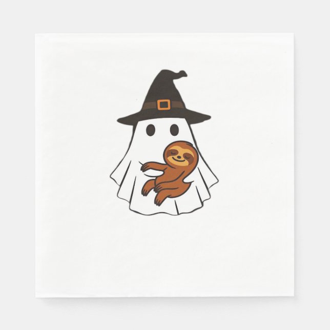 Sloth Halloween Ghost Witch Hat Animal Lovers Boys Napkin (Front)