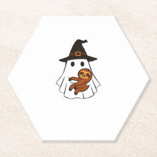 Sloth Halloween Ghost Witch Hat Animal Lovers Boys Paper Coaster