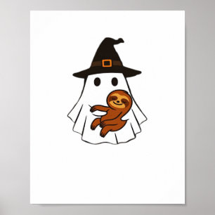 Sloth Halloween Ghost Witch Hat Animal Lovers Boys Poster