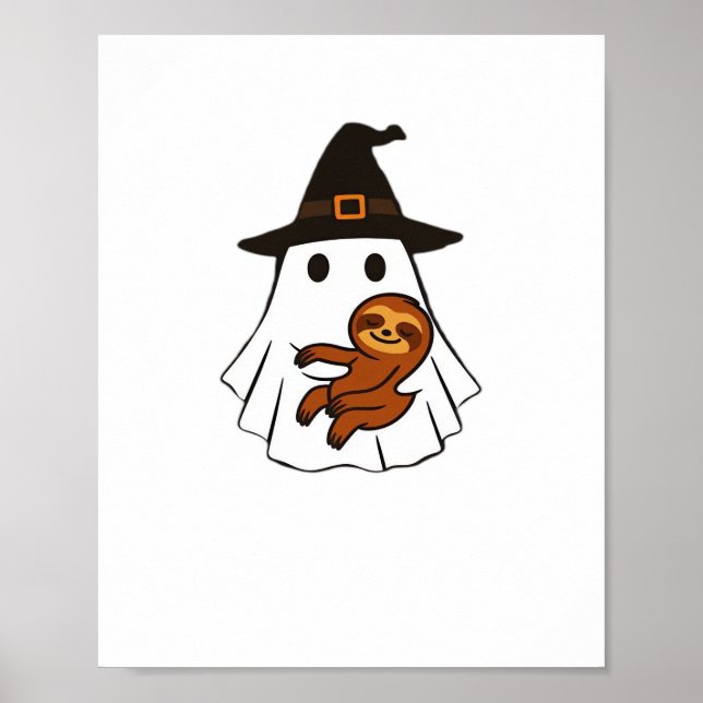 Sloth Halloween Ghost Witch Hat Animal Lovers Boys Poster (Front)