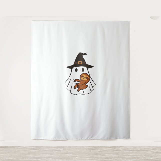 Sloth Halloween Ghost Witch Hat Animal Lovers Boys Tapestry (Front)