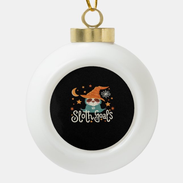 Sloth Halloween Goals Classic T-Shirt Ceramic Ball Christmas Ornament (Front)