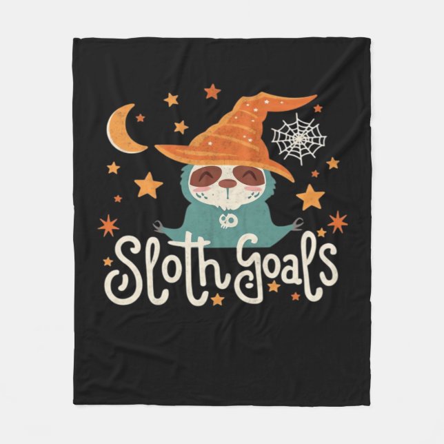 Sloth Halloween Goals Classic T-Shirt Fleece Blanket (Front)