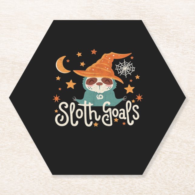 Sloth Halloween Goals Classic T-Shirt Paper Coaster (Front)